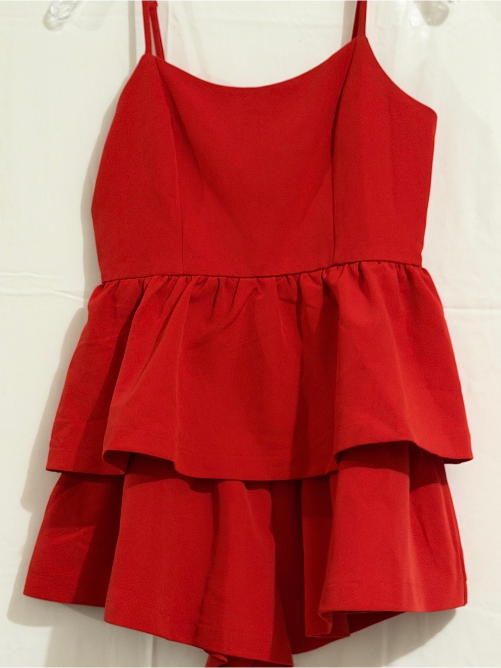 Dittos Red Tiered Spaghetti-Strap Party Dress